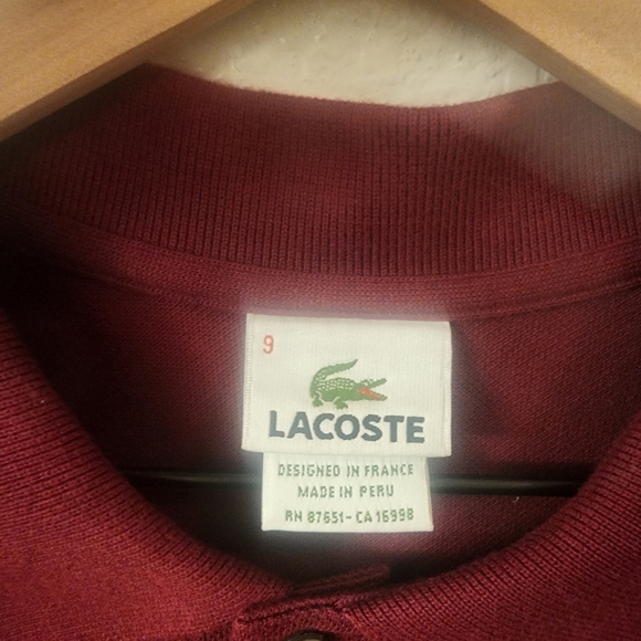 Lacoste Red Devanlay Button Up Golf Polo Shirt Mens Sz 9 - Picture 3 of 6